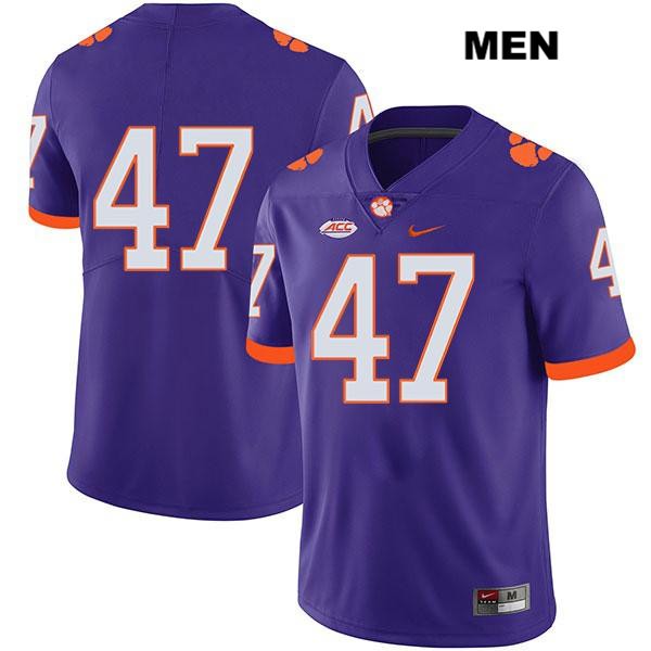 Men's Clemson Tigers #47 Peter Cote Stitched Purple Legend Authentic Nike No Name NCAA College Football Jersey RSC3546GR